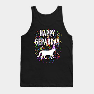 Happy Geparday cheetah motif saying birthday Tank Top